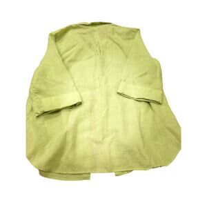 Chicos Chartreuse Green 100% Linen Button Front Shirt Size 3